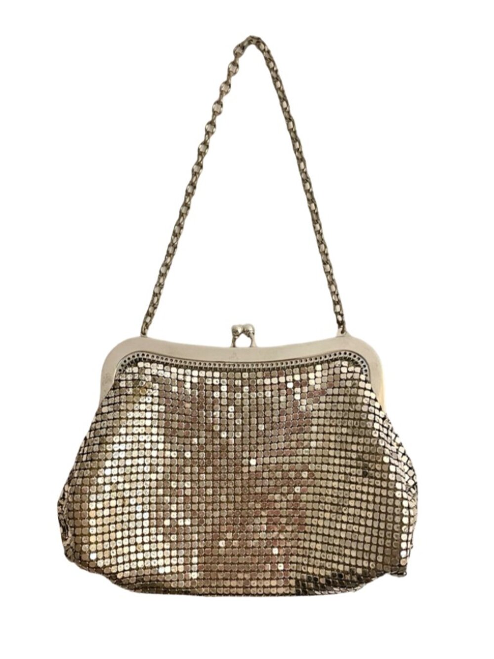 Whiting & Davis Vintage Silver Mesh Evening Bag Made in USA